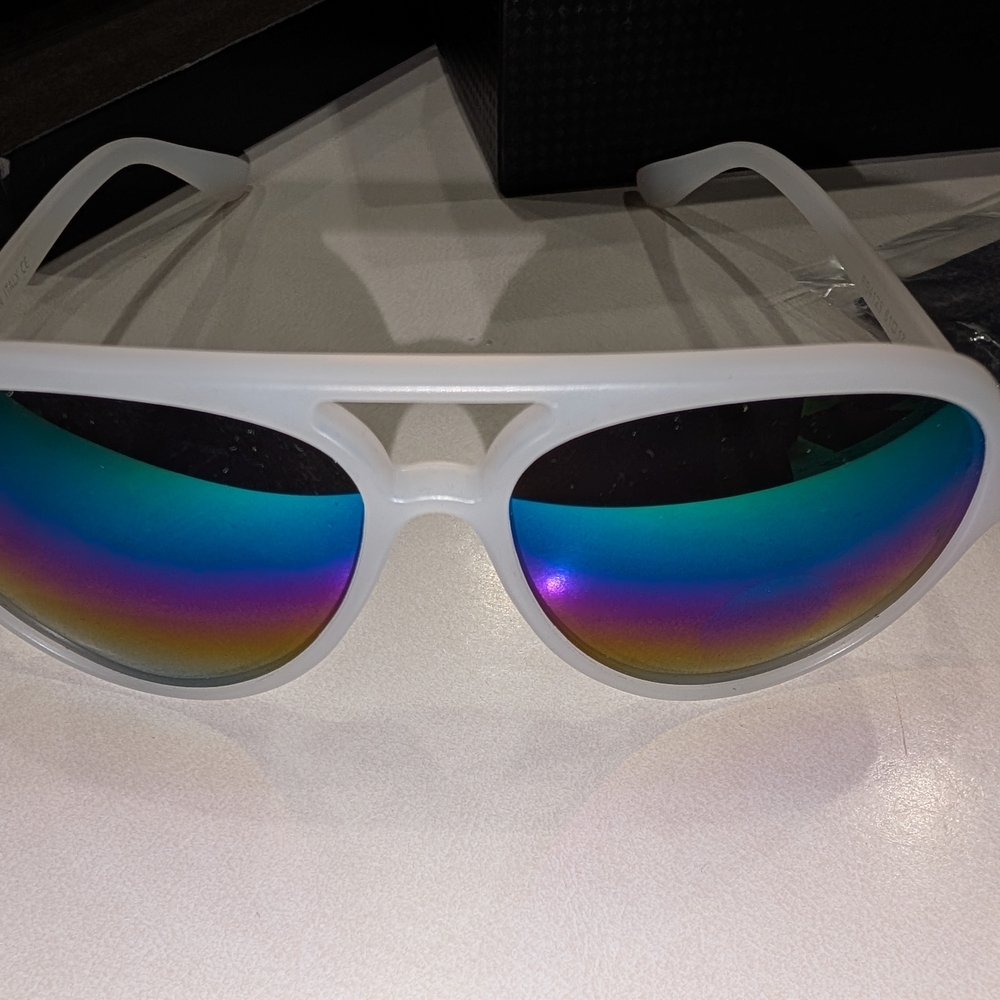Ray-Ban White Sunglasses with Rainbow Lenses